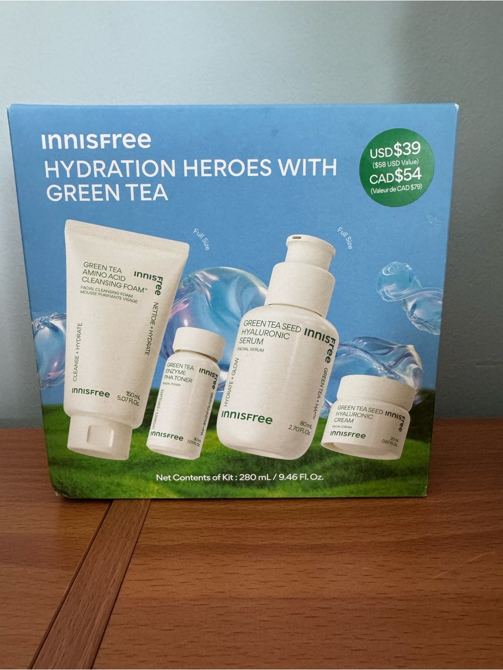 Set of 2 Boxes Innisfree Green Tea Set For Face- Blue/Green NIB